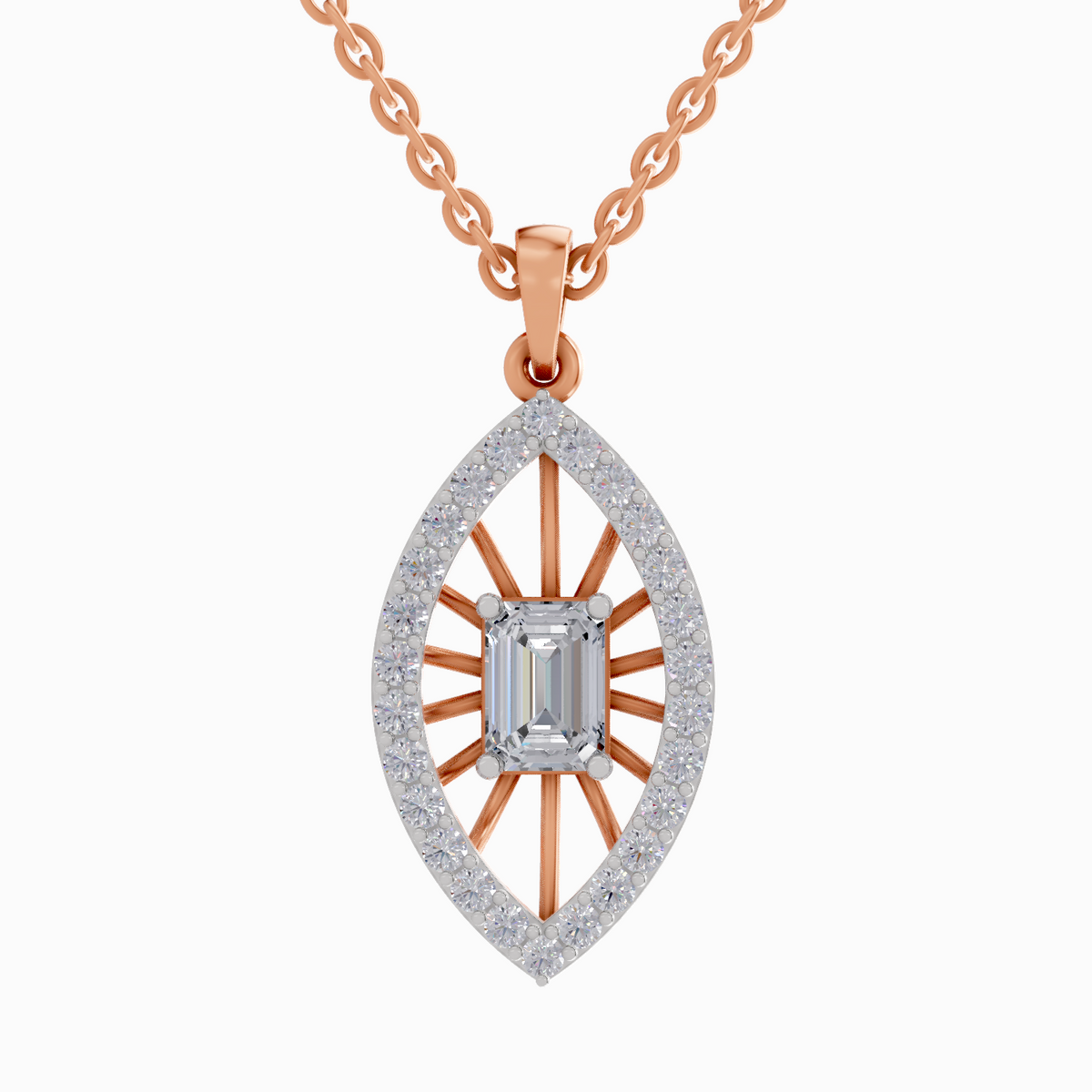 Graceful Emerald-Cut Diamond Pendant