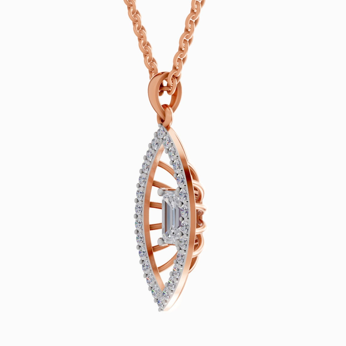 Graceful Emerald-Cut Diamond Pendant