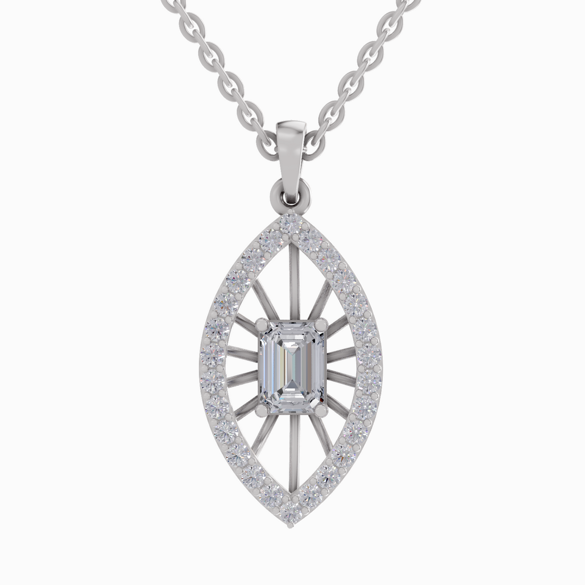 Graceful Emerald-Cut Diamond Pendant