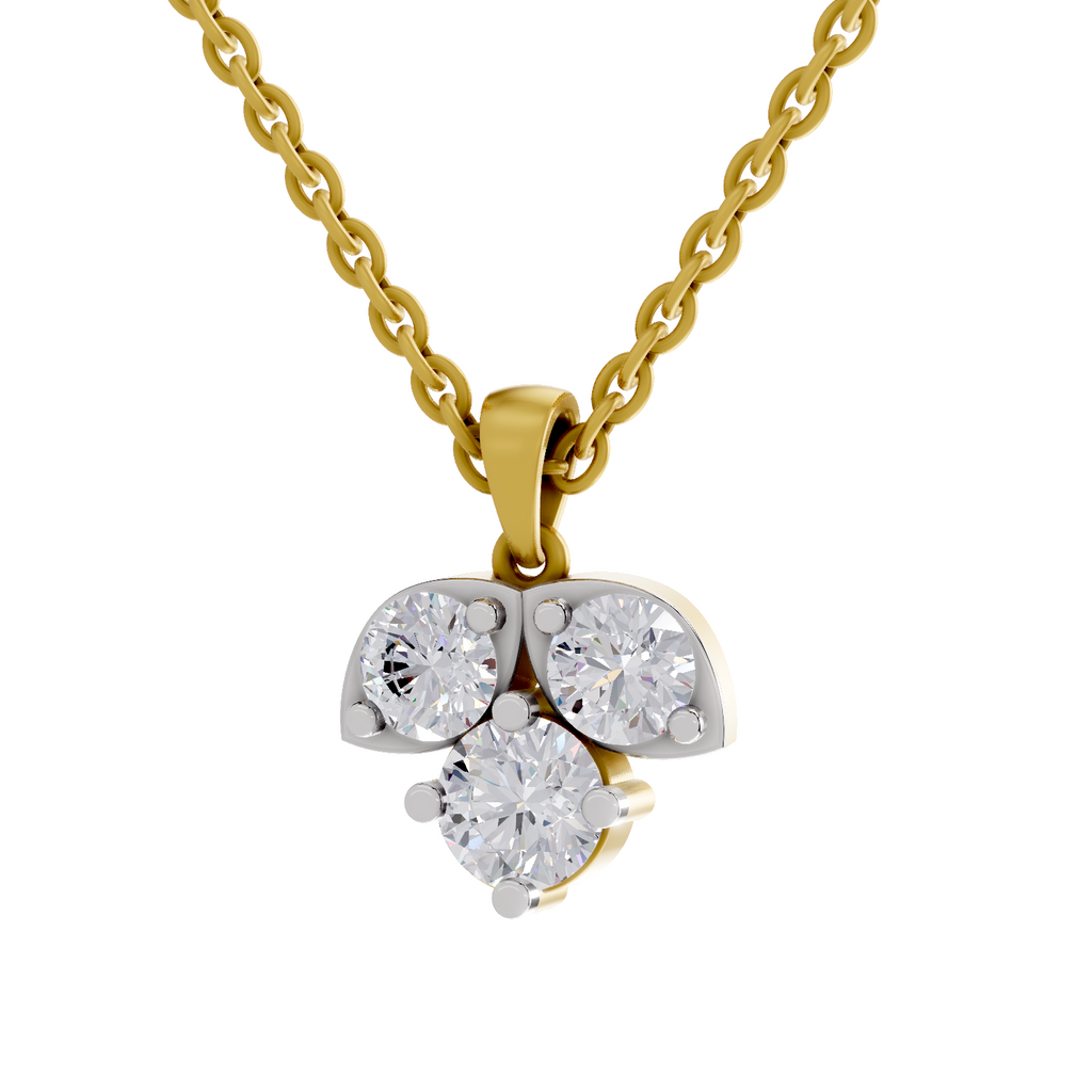 1.29 Carat three-stone Diamond Pendant Necklace 14K