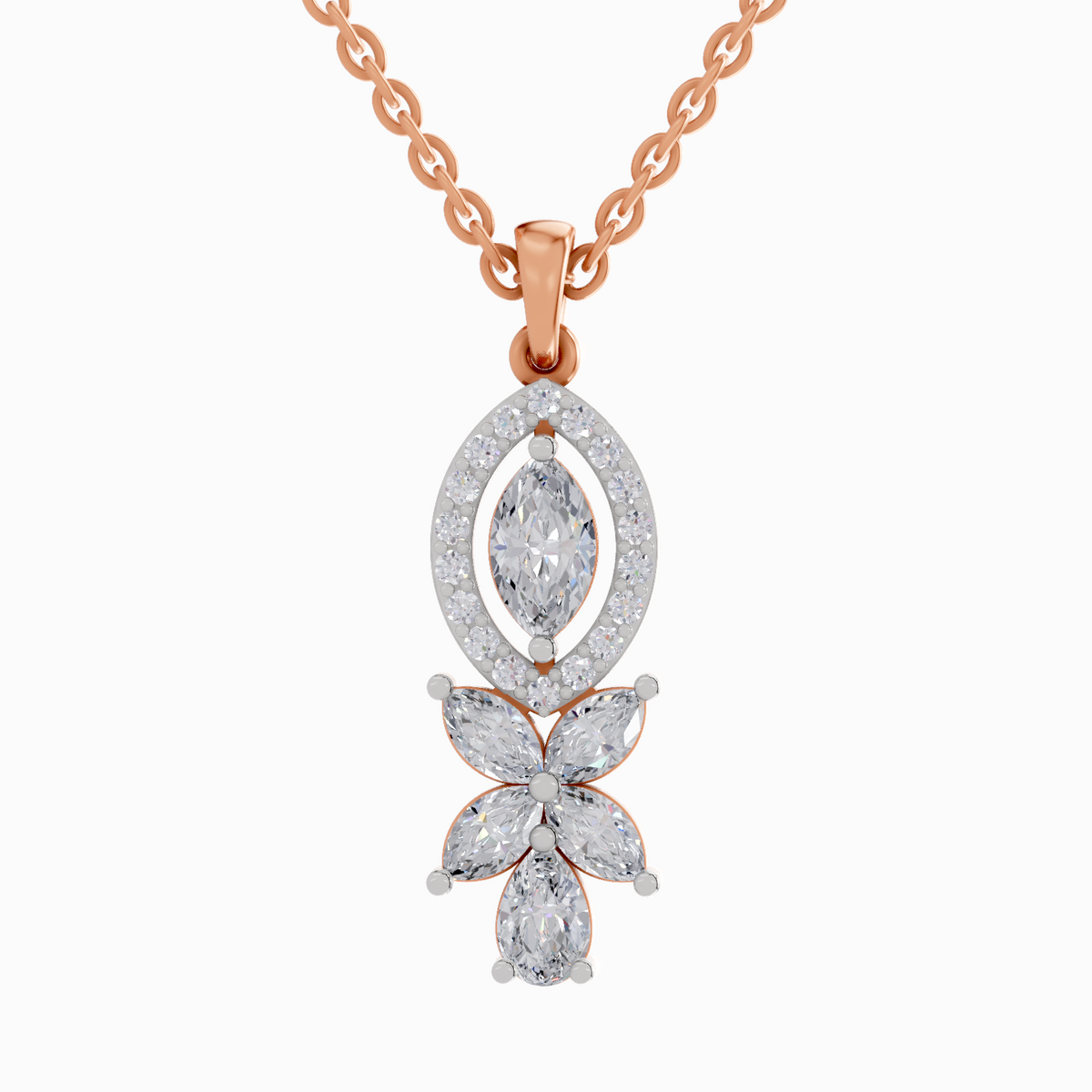 Regal Marquise Floral Diamond Necklace