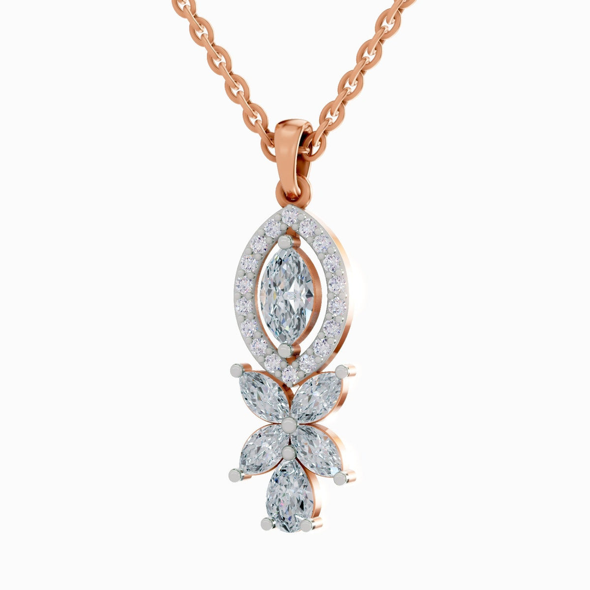 Regal Marquise Floral Diamond Necklace