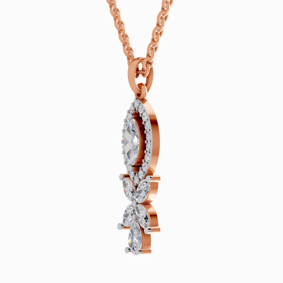 Regal Marquise Floral Diamond Necklace