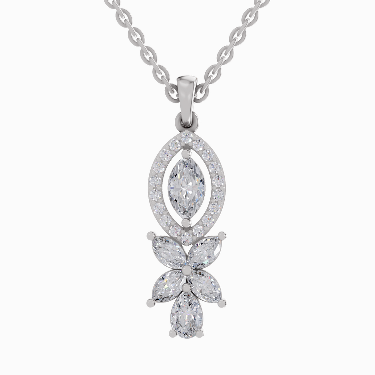 Regal Marquise Floral Diamond Necklace
