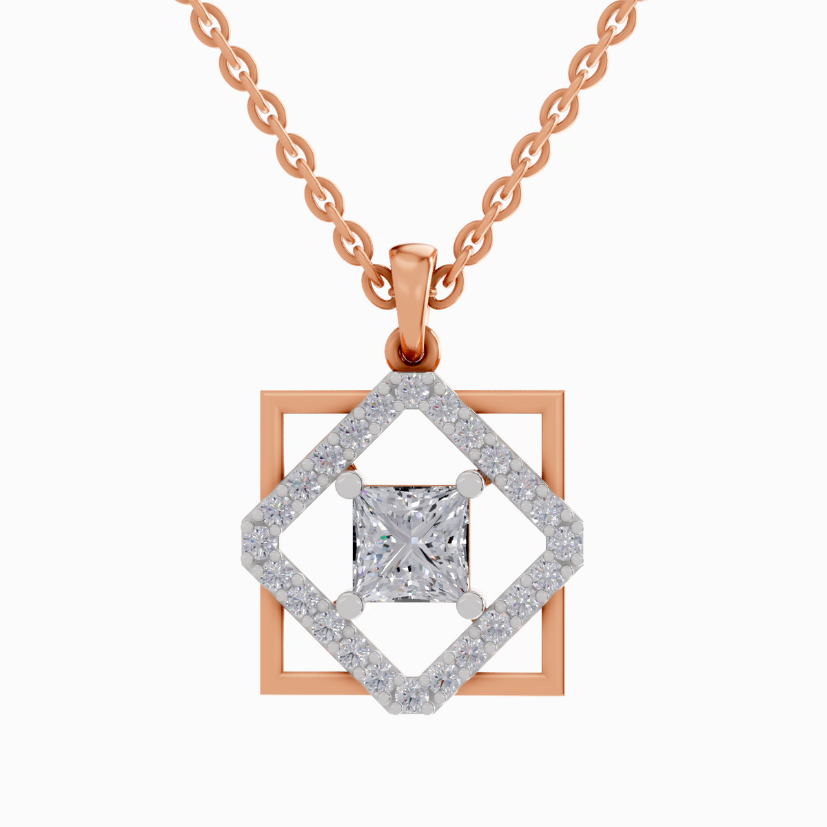 Radiant Princess-Cut Diamond Necklace