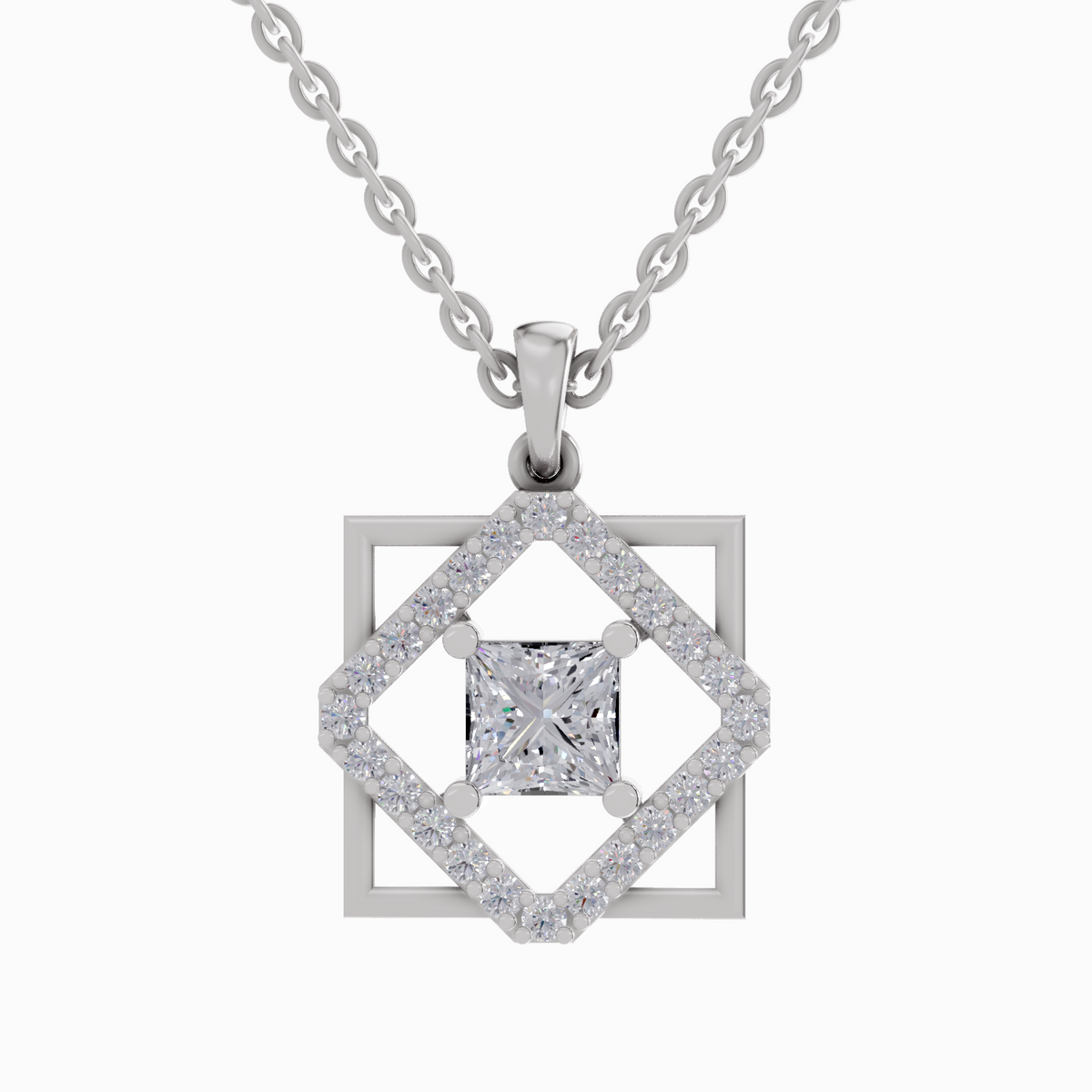 Radiant Princess-Cut Diamond Necklace