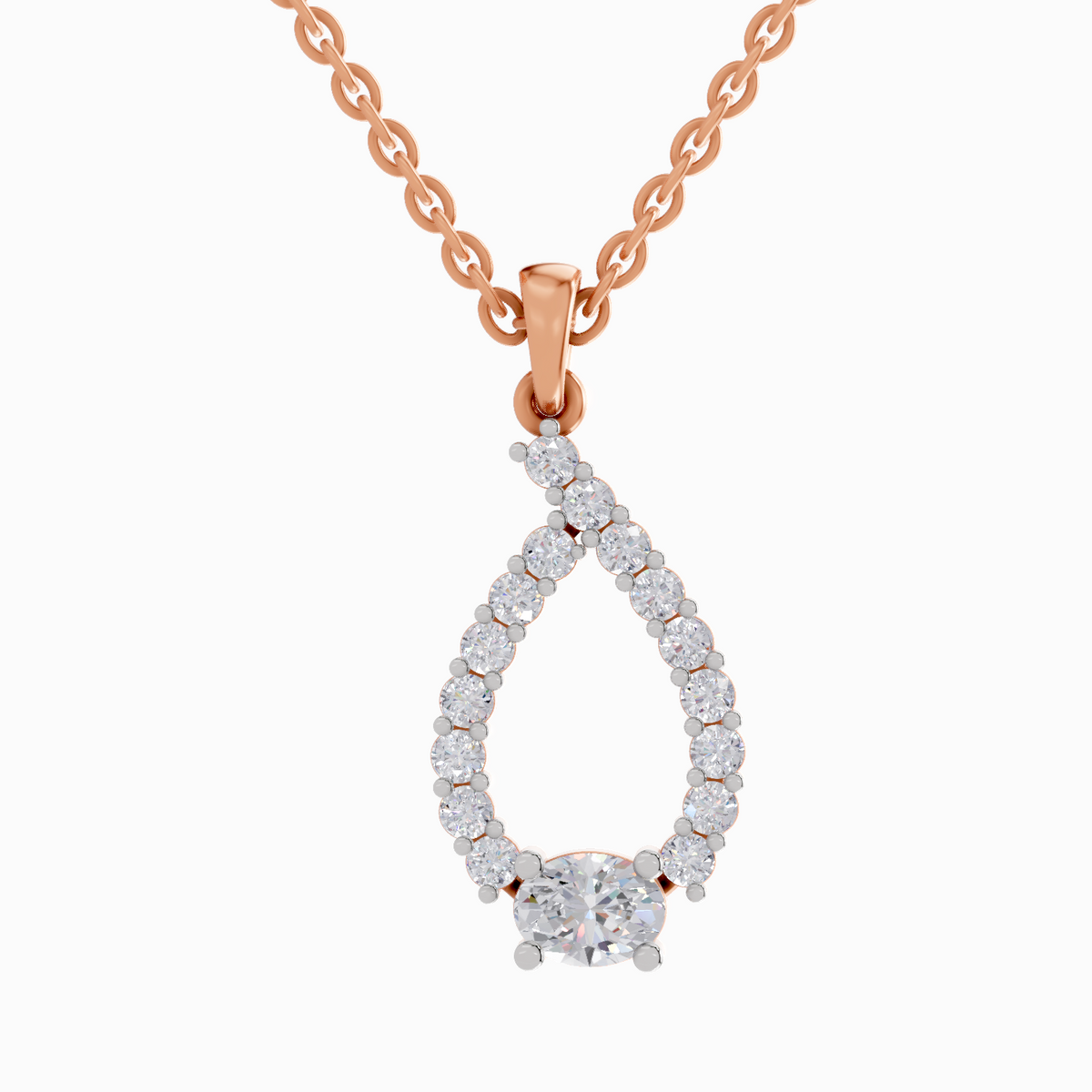 Stunning Teardrop Halo Diamond Necklace