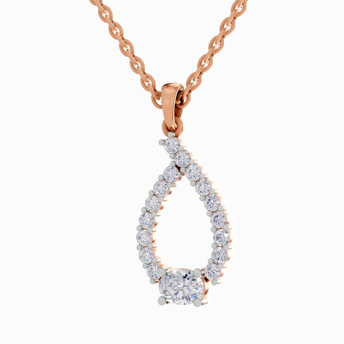 Stunning Teardrop Halo Diamond Necklace