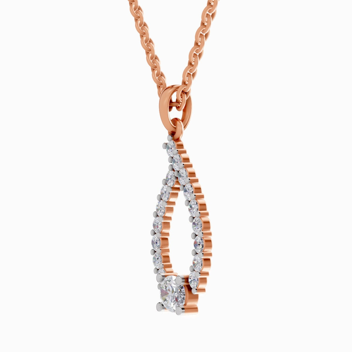 Stunning Teardrop Halo Diamond Necklace
