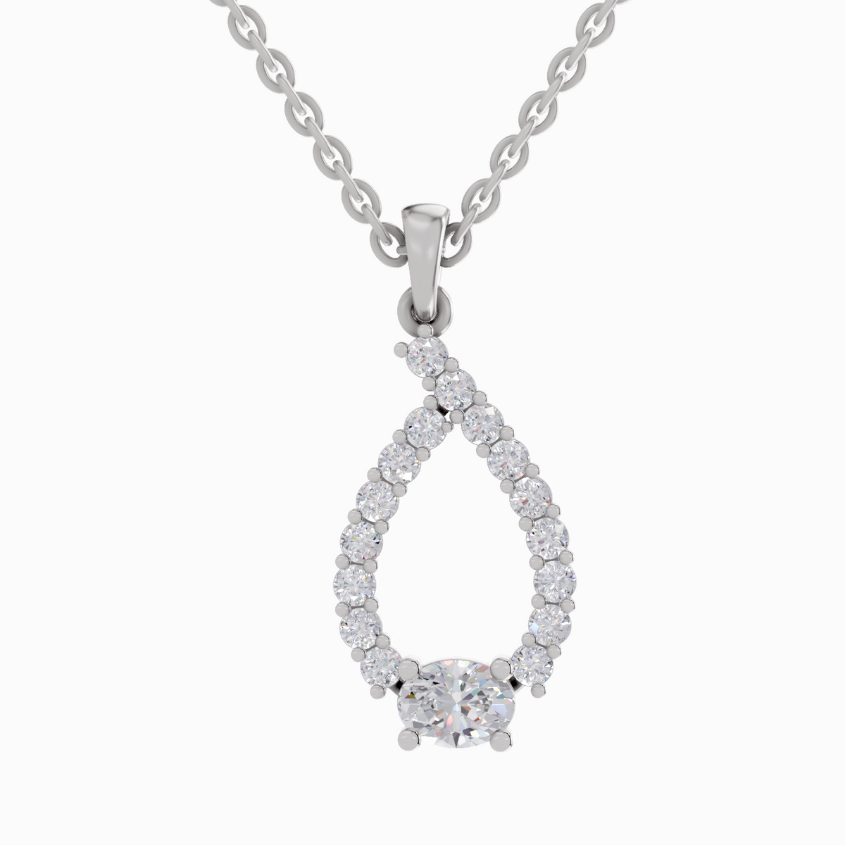 Stunning Teardrop Halo Diamond Necklace