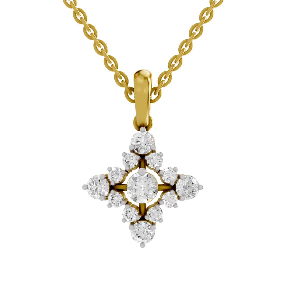 0.95 Carat Diamond Bloom Pendant Necklace 14K