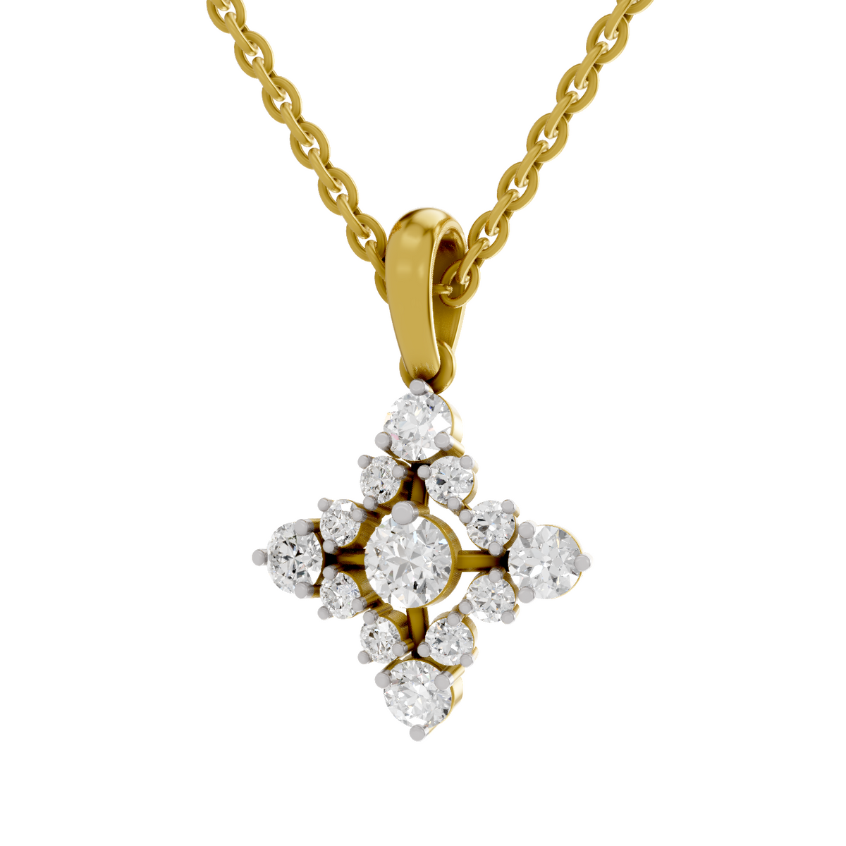 0.95 Carat Diamond Bloom Pendant Necklace 14K