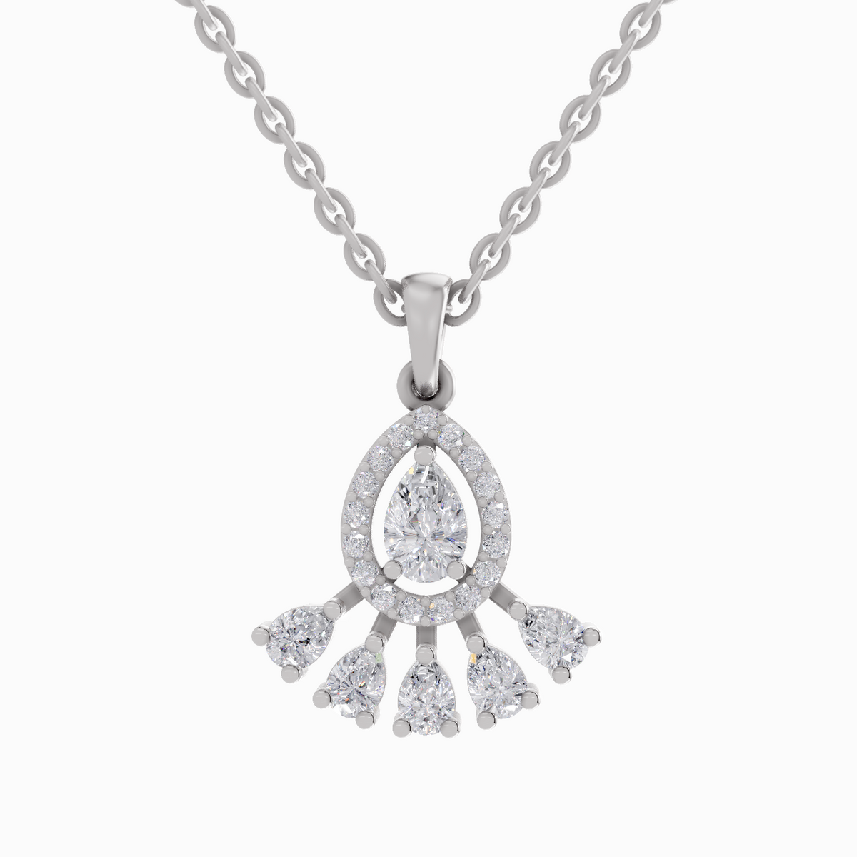 Majestic Pear Cluster Diamond Necklace