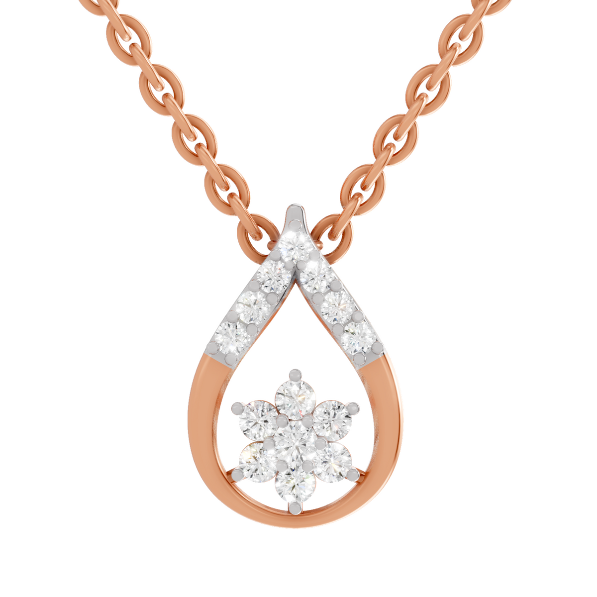 Captivating Teardrop Floral Diamond Pendant