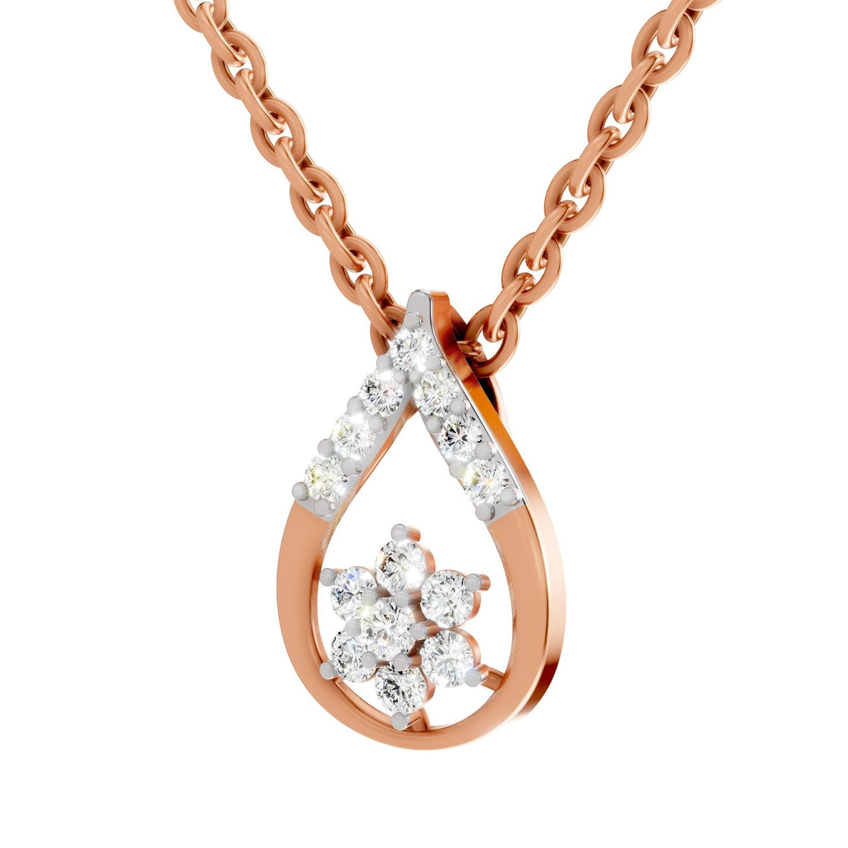 Captivating Teardrop Floral Diamond Pendant