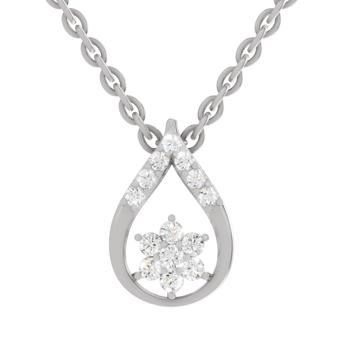 Captivating Teardrop Floral Diamond Pendant