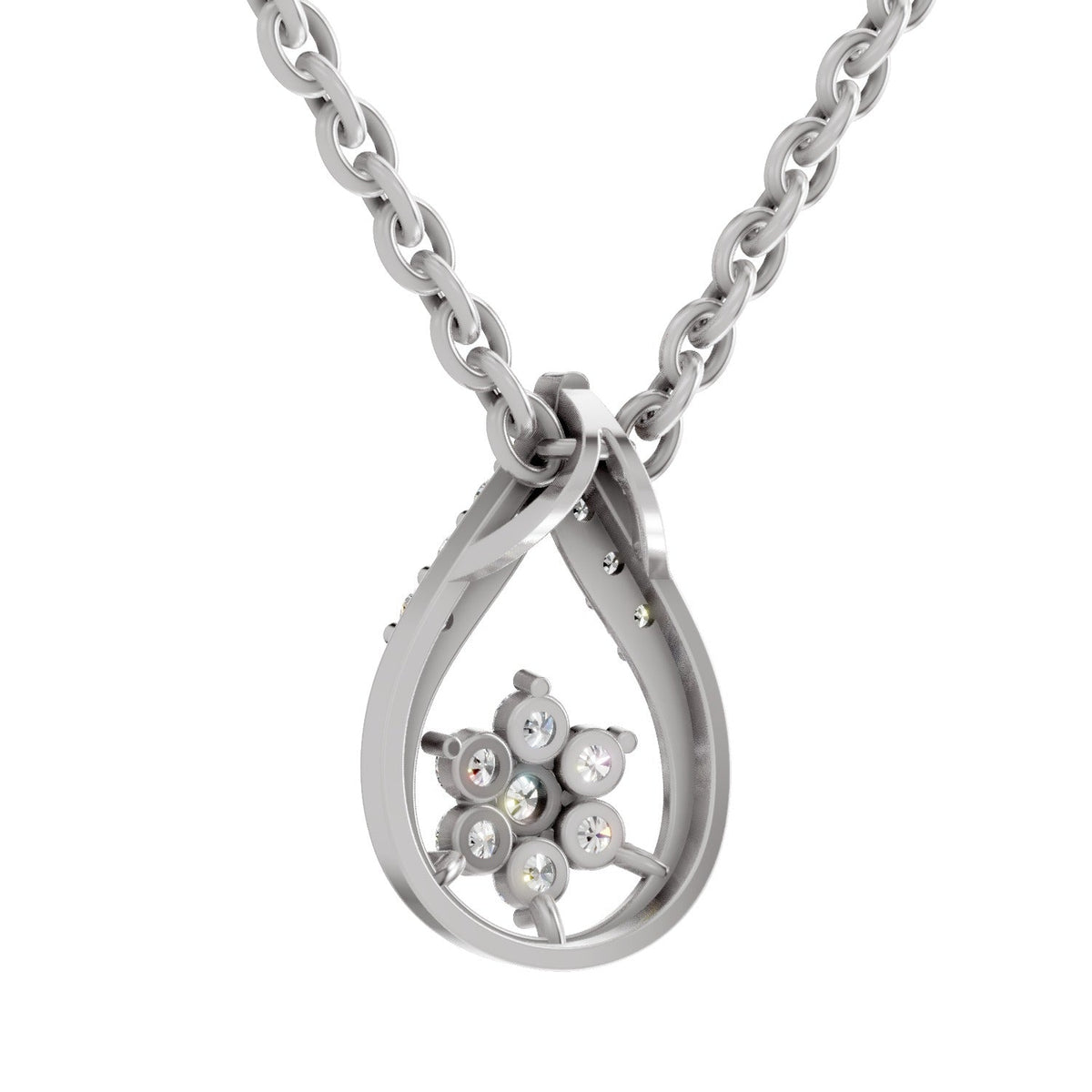 Captivating Teardrop Floral Diamond Pendant