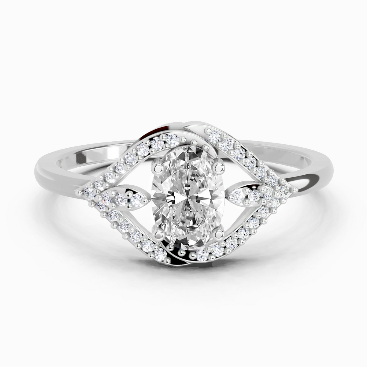 Elegant Oval Halo Diamond Ring