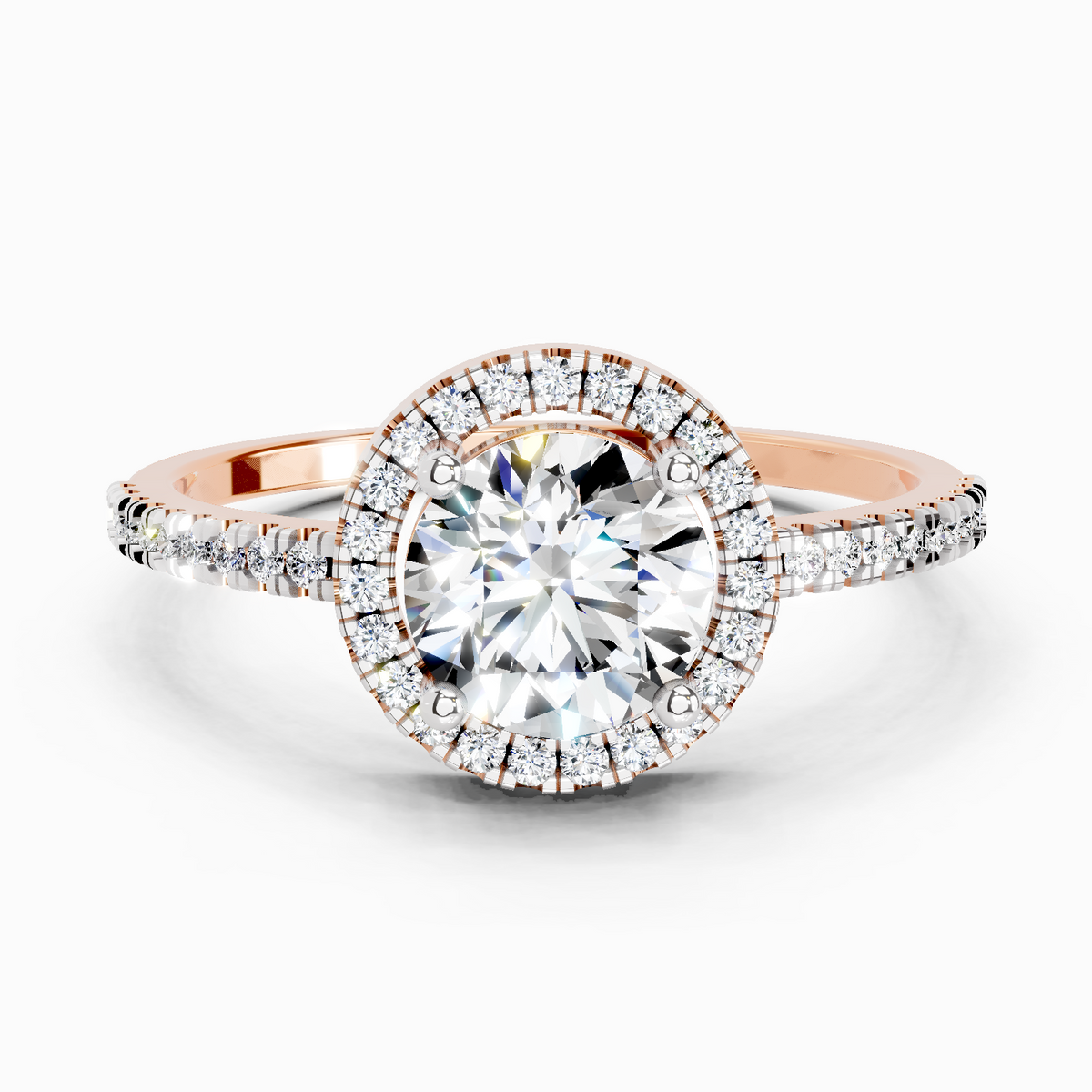 Shimmering Round Halo Diamond Engagement Ring