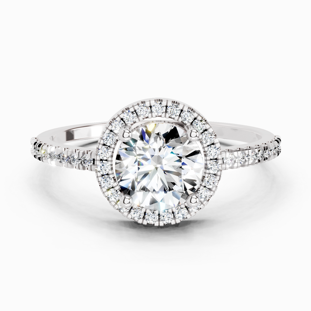 Shimmering Round Halo Diamond Engagement Ring
