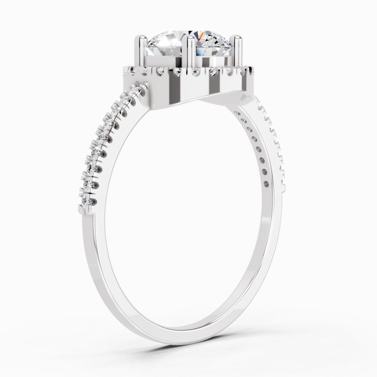 Shimmering Round Halo Diamond Engagement Ring