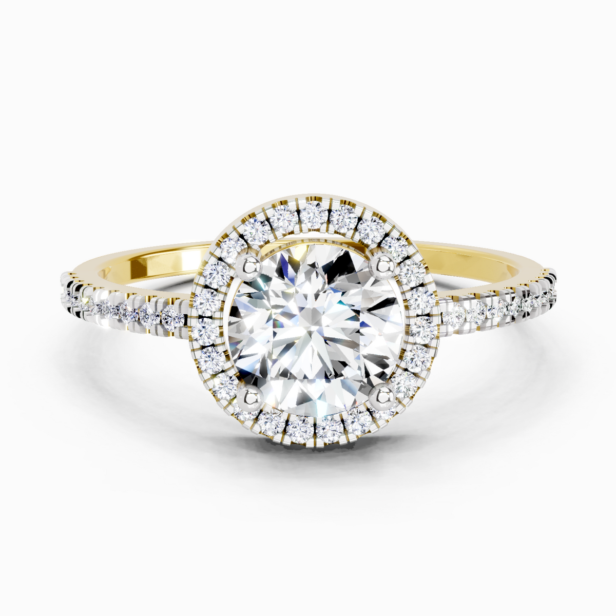 Shimmering Round Halo Diamond Engagement Ring