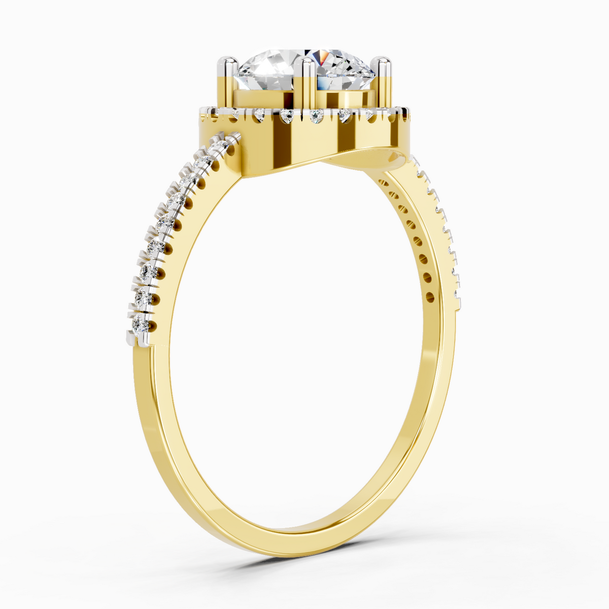 Shimmering Round Halo Diamond Engagement Ring