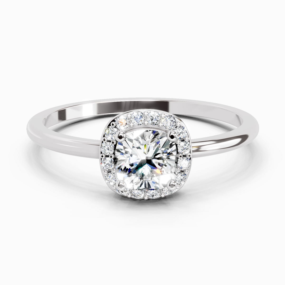 Timeless Cushion Halo Diamond Engagement Ring
