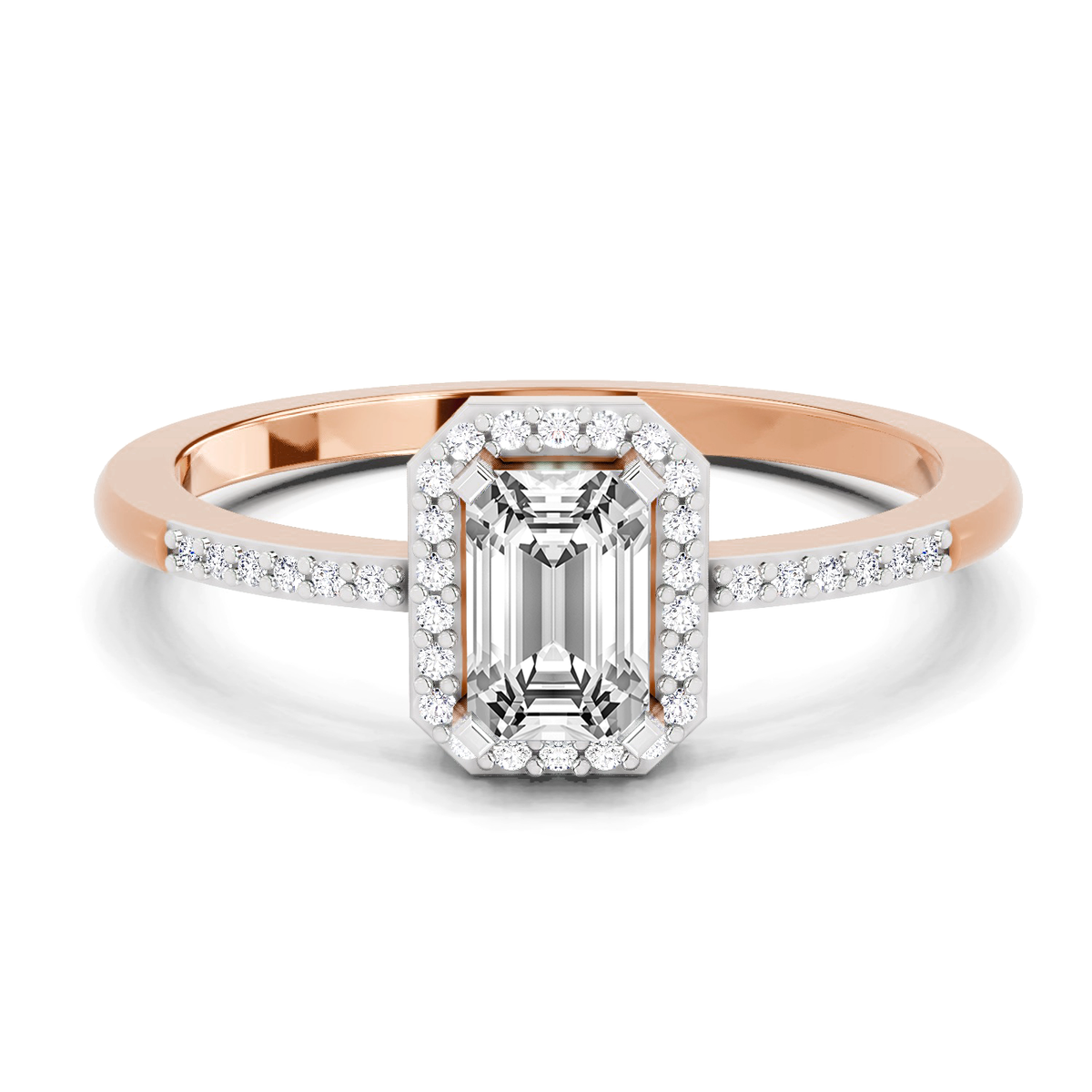 Dreamy Emerald-Cut Halo Diamond Ring