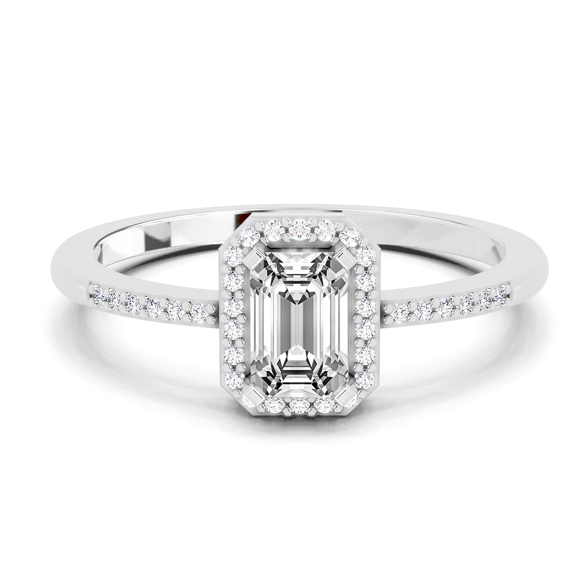 Dreamy Emerald-Cut Halo Diamond Ring