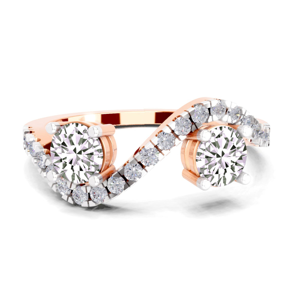 Captivating Swirl Two-Stone Diamond Engagement Ring