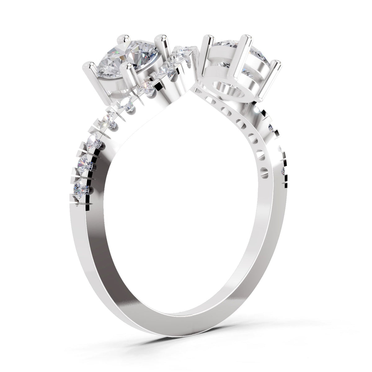 Captivating Swirl Two-Stone Diamond Engagement Ring