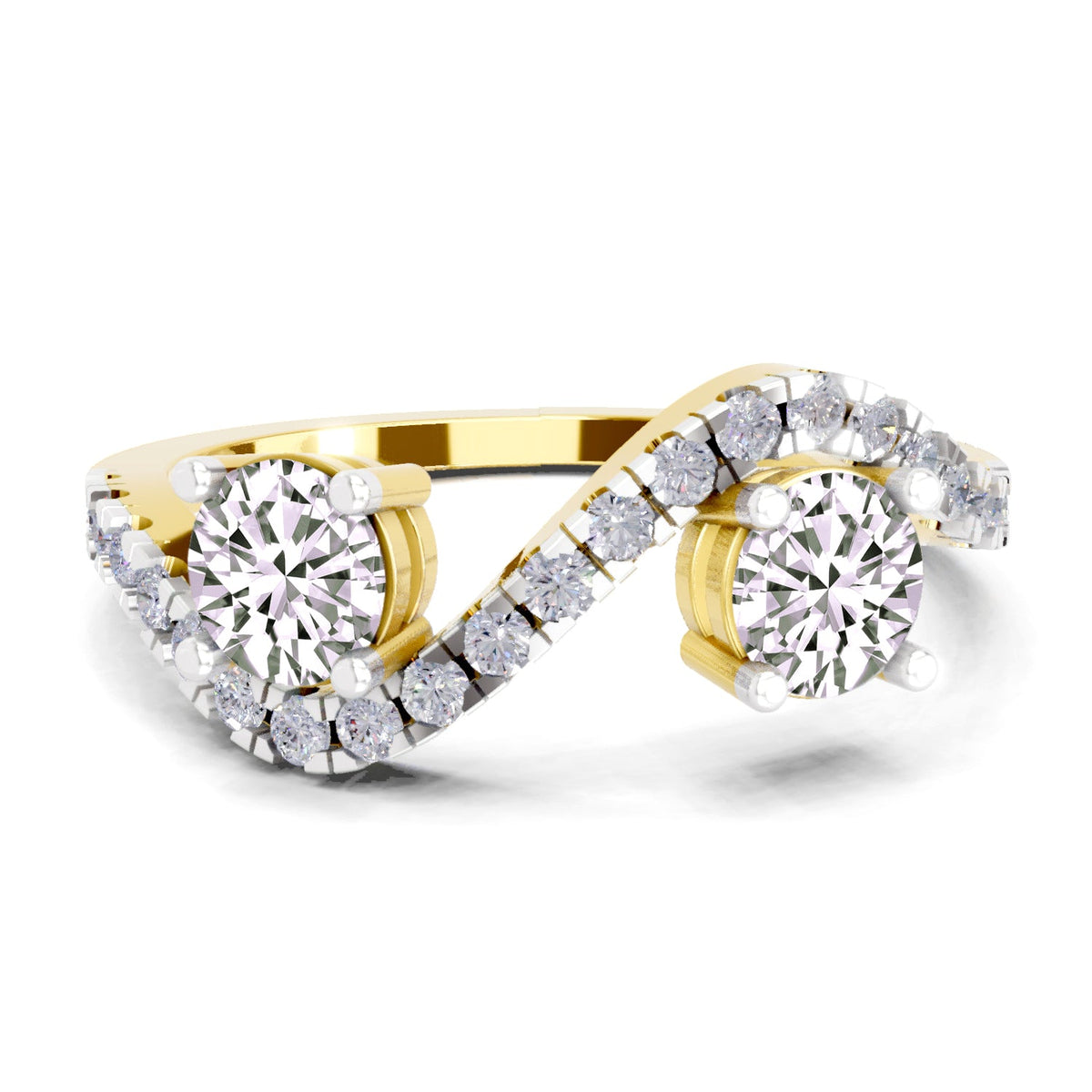 Captivating Swirl Two-Stone Diamond Engagement Ring