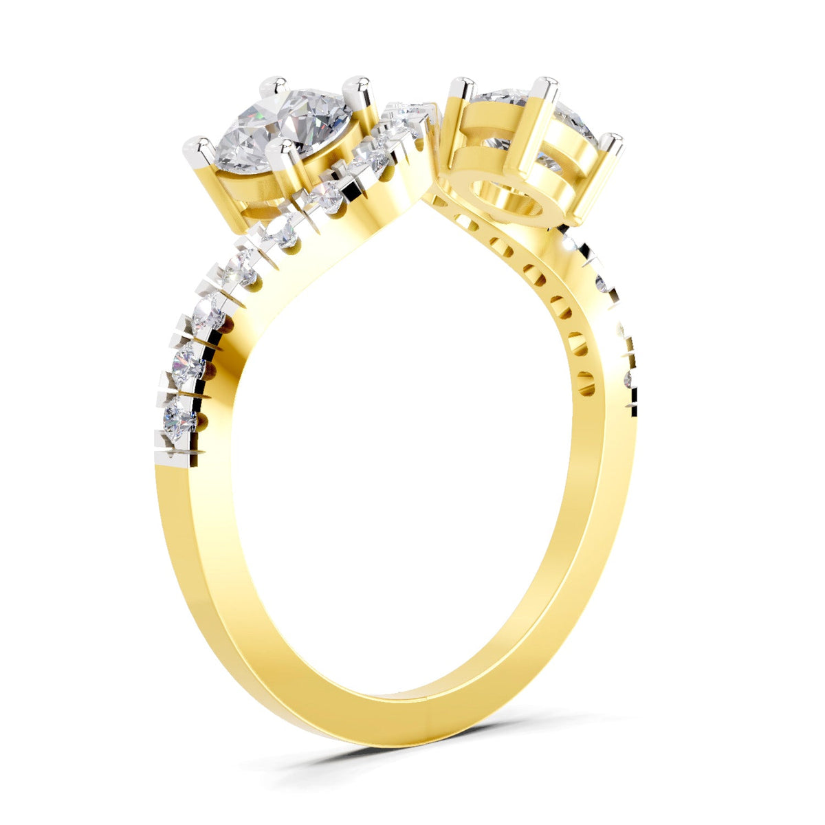 Captivating Swirl Two-Stone Diamond Engagement Ring