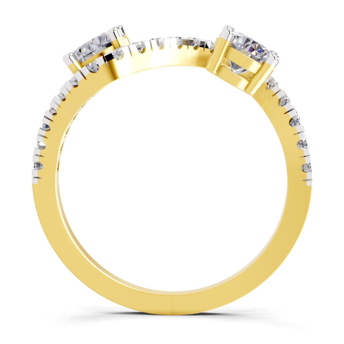 Captivating Swirl Two-Stone Diamond Engagement Ring