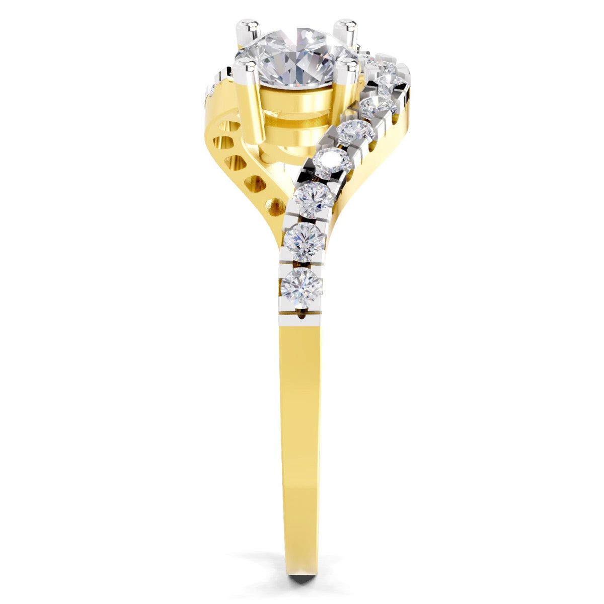 Captivating Swirl Two-Stone Diamond Engagement Ring