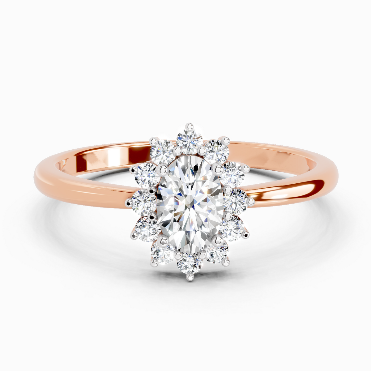 Pristine Oval Halo Diamond Engagement Ring