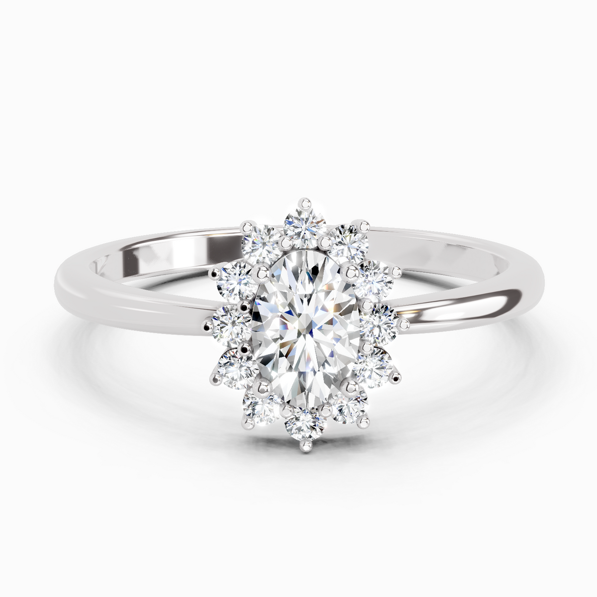 Pristine Oval Halo Diamond Engagement Ring