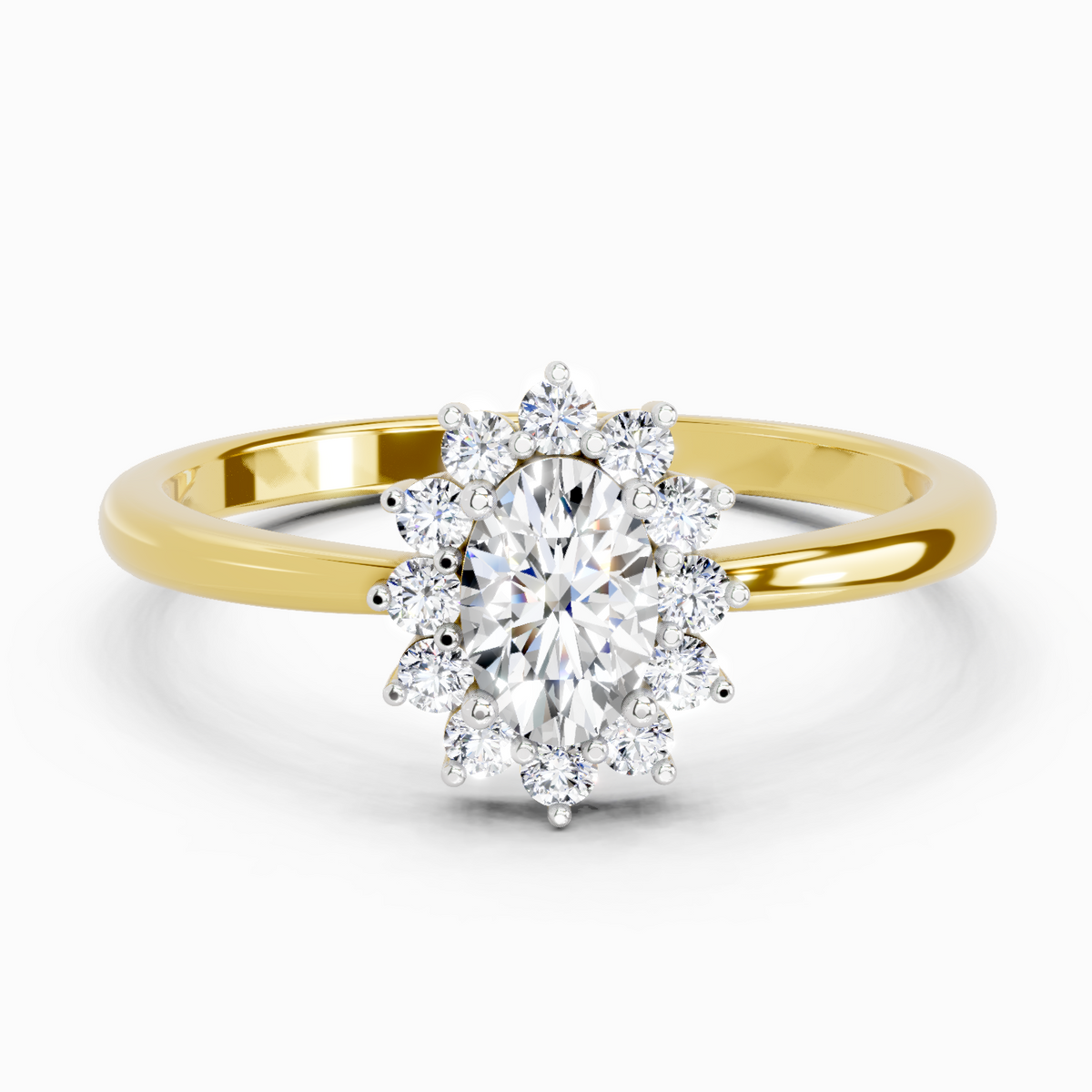 Pristine Oval Halo Diamond Engagement Ring