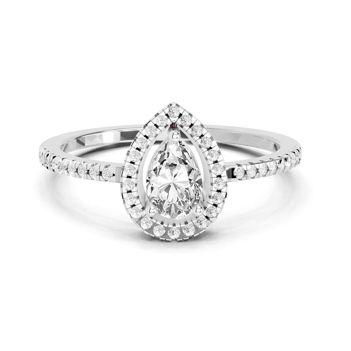 Majestic Pear Halo Diamond Ring