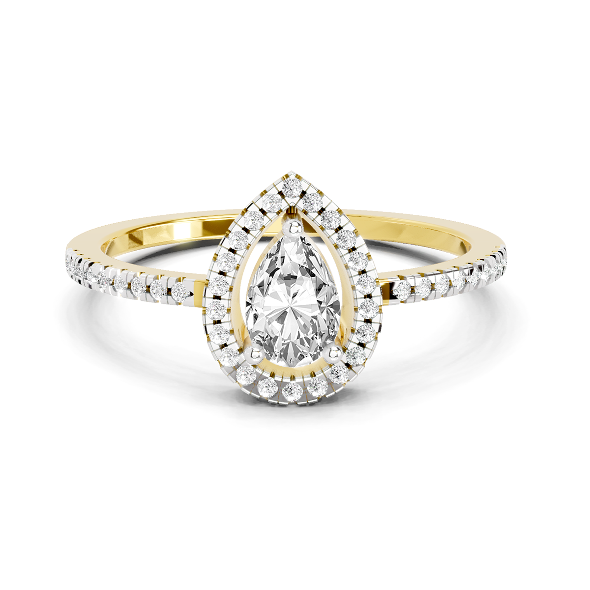Majestic Pear Halo Diamond Ring