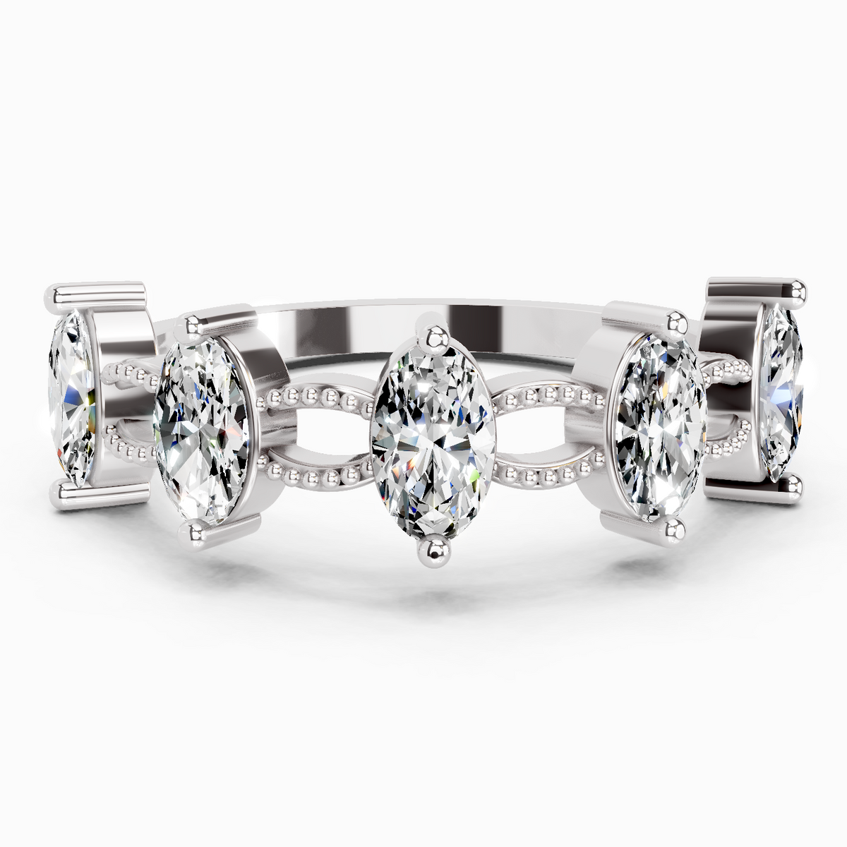 Regal Oval Diamond Band Ring
