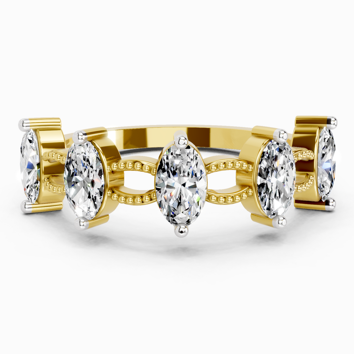Regal Oval Diamond Band Ring