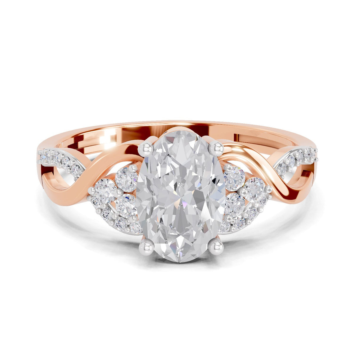 Majestic Oval Swirl Diamond Engagement Ring