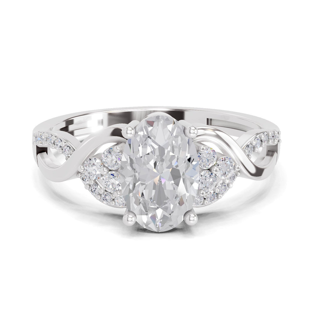 Majestic Oval Swirl Diamond Engagement Ring