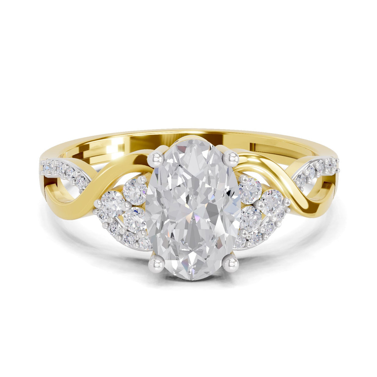Majestic Oval Swirl Diamond Engagement Ring
