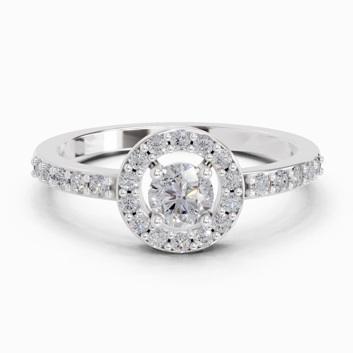 Lustrous Halo Diamond Engagement Ring