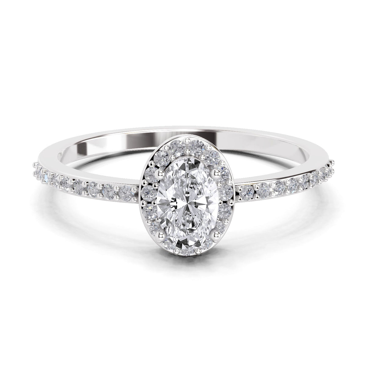 Gleaming Oval Halo Diamond Engagement Ring