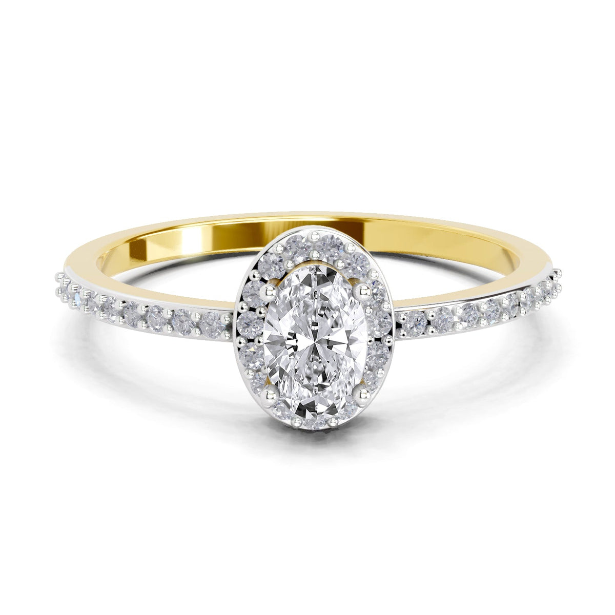 Gleaming Oval Halo Diamond Engagement Ring
