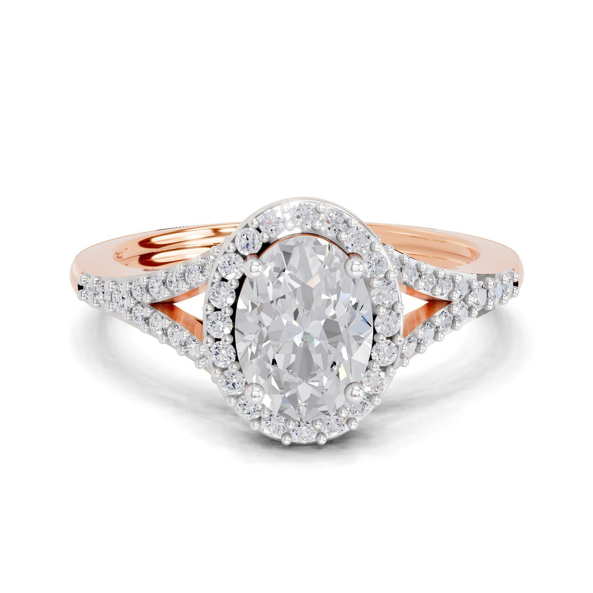 Brilliant Oval Halo Diamond Engagement Ring